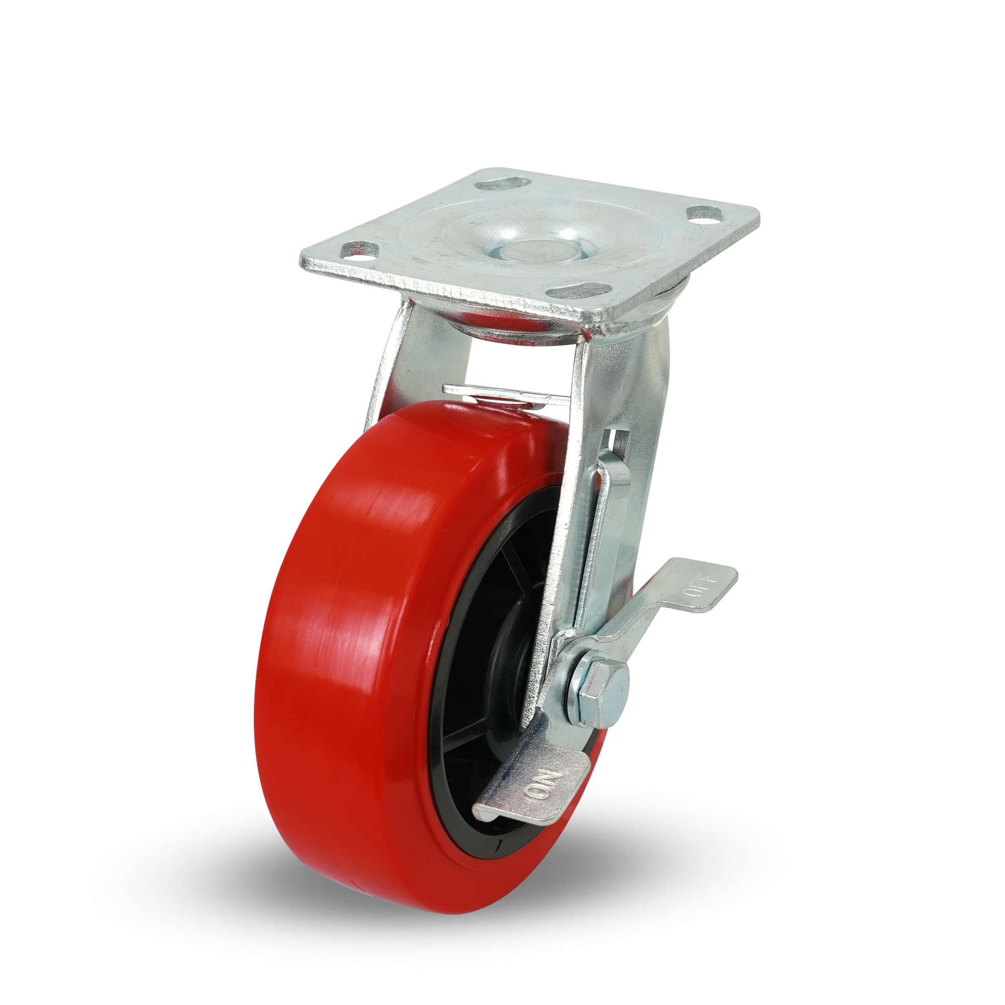Klutch 6in. Polyurethane Swivel Caster with Brake, 700-Lb. Capacity